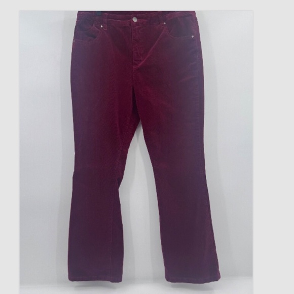 Tribal Pants Women 14 Red Corduroy Bootcut Stretch High Rise Hippie 90s Y2K - Picture 1 of 15